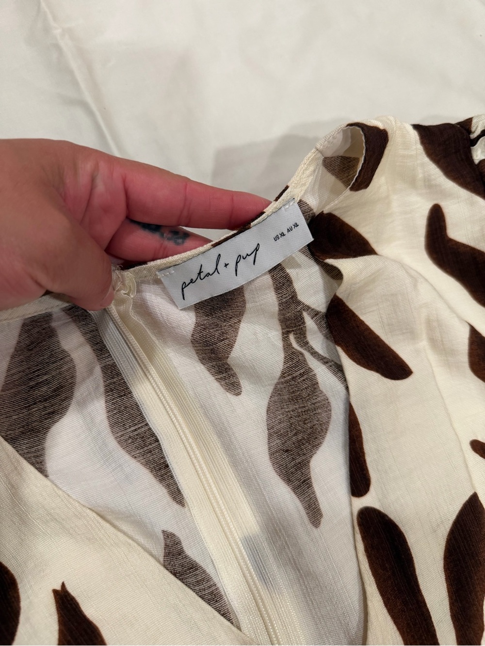 Petal & Pup Cream Maxi Dress with Brown Leaf Print - Picture 2 of 5